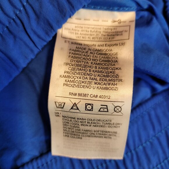 Vtg Adidas Trefoil Packable Hood Windbreaker Track Jacket M Pockets Blue Y2K - Picture 6 of 12